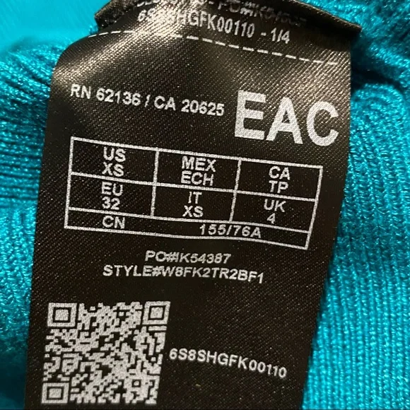 Guess cutout bodycon rib sleeveless dress size XS teal blue cocktail club - Picture 11 of 16